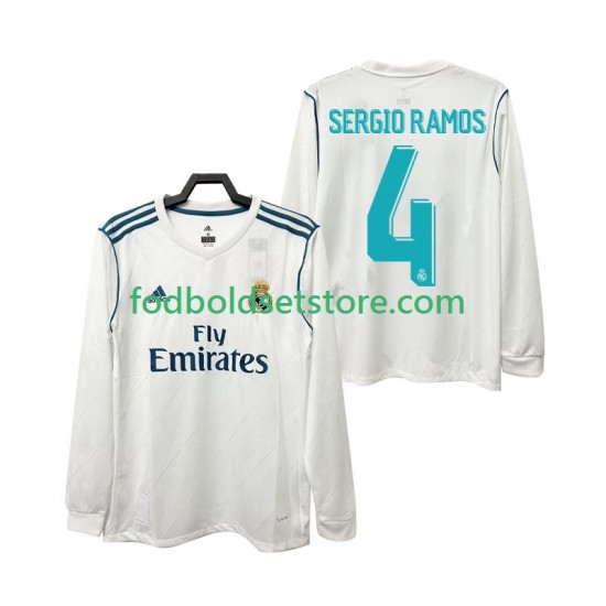 Real Madrid Trøje SERGIO RAMOS 4 2017 2018 Retro Hjemmebane Lange ærmer ,Mænd