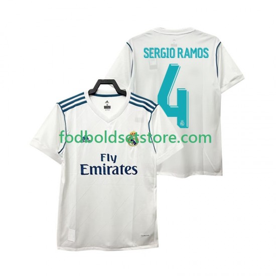 Real Madrid Trøje SERGIO RAMOS 4 2017 2018 Retro Hjemmebane Kort ærmer ,Mænd