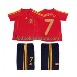 Spanien Trøje DAVID VILLA 7 Retro Hjemmebane 2008 Kort ærmer ,Børn Fodboldsæt