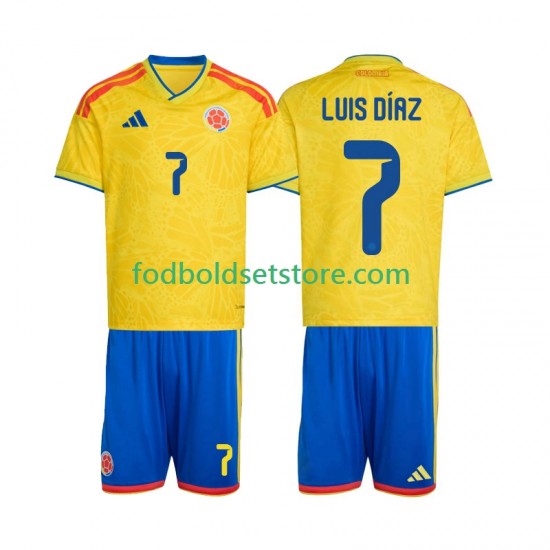 Colombia Trøje Luis Diaz 7 Hjemmebane World Cup 2026 Kort ærmer ,Børn Fodboldsæt