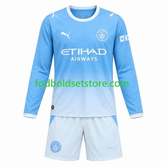 Manchester City Trøje Hjemmebane 2026-2027 Lange ærmer ,Børn Fodboldsæt