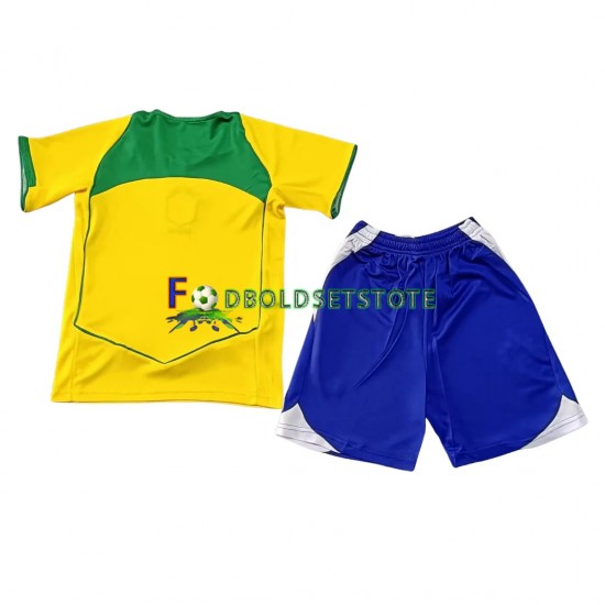 Brasilien Trøje Retro Hjemmebane 2004 Kort ærmer ,Børn Fodboldsæt