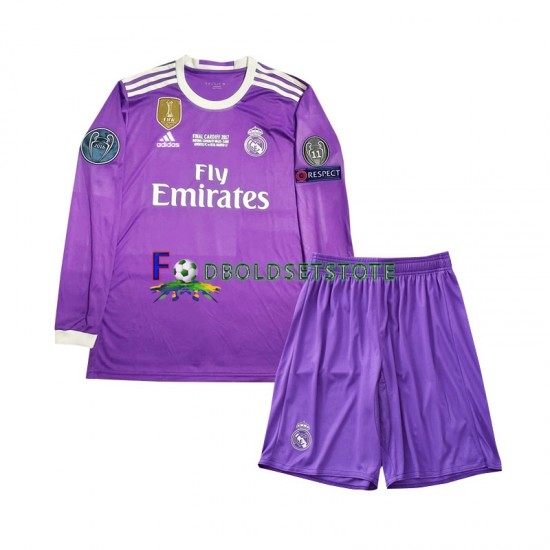 Real Madrid Trøje 2016 Retro Udebane Lange ærmer ,Børn Fodboldsæt Real Madrid Trøje 2016 Retro Udebane Lange ærmer ,Børn Fodboldsæt