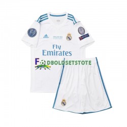 Real Madrid Trøje 2017 Retro Hjemmebane Kort ærmer ,Børn Fodboldsæt