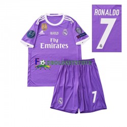 Real Madrid Trøje Cristiano Ronaldo 7 2016 Retro Udebane Kort ærmer ,Børn Fodboldsæt