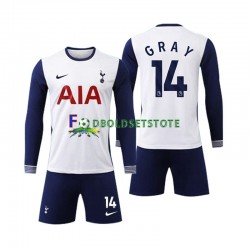 Trøje Tottenham Spurs Gray 14 Hjemmebane 2024-2025 Lange ærmer ,Børn Fodboldsæt