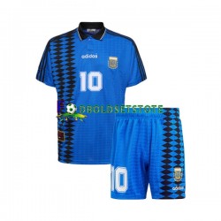 Argentina Trøje MARADONA 10 Retro Udebane 1994 Kort ærmer ,Børn Fodboldsæt