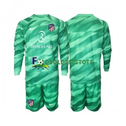 Atlético Madrid Trøje Grøn Målmand Udebane 2023-2024 Lange ærmer ,Børn Fodboldsæt