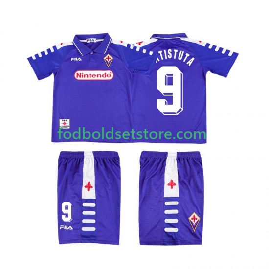 Fiorentina Trøje BATISTUTA 9 Retro Hjemmebane 1998 1999 Kort ærmer ,Børn Fodboldsæt