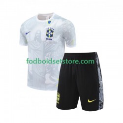 Brasilien Hvid JESUS Football Shirts Hjemmebane 2024-2025 Kort ærmer ,Børn Fodboldsæt