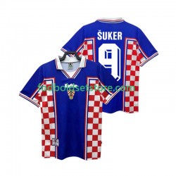 Kroatien Trøje SUKER 9 Retro Udebane 1998 Kort ærmer ,Mænd
