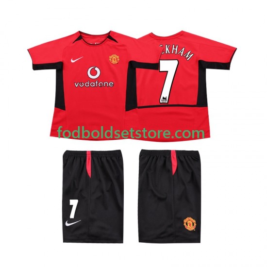 Manchester United Trøje BECKHAM 7 Retro Hjemmebane 2004 2002 Kort ærmer ,Børn Fodboldsæt