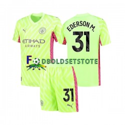 Manchester City Trøje Ederson Moraes 31 Målmand 3. Valg 2023-2024 Kort ærmer ,Børn Fodboldsæt