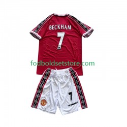 Manchester United Trøje Beckham 7 Retro Hjemmebane 1998 1999 Kort ærmer ,Børn Fodboldsæt