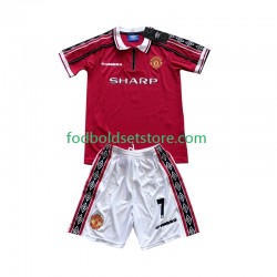 Manchester United Trøje Beckham 7 Retro Hjemmebane 1998 1999 Kort ærmer ,Børn Fodboldsæt