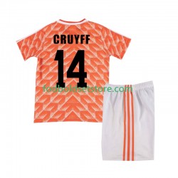 Holland Trøje Cruyff 14 1988 Retro Hjemmebane Kort ærmer ,Børn Fodboldsæt