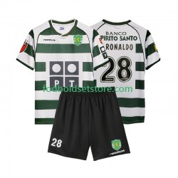Sporting CP Trøje Cristiano Ronaldo 28 2001 2003 Retro Hjemmebane Kort ærmer ,Børn Fodboldsæt