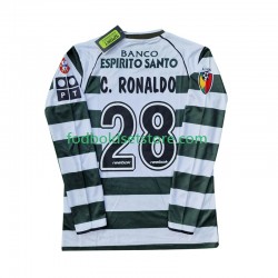 Sporting CP Trøje Cristiano Ronaldo 28 2001 2003 Retro Hjemmebane Lange ærmer ,Mænd