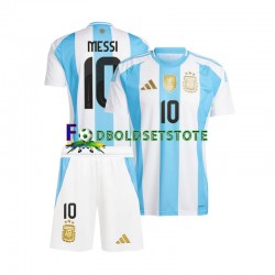 Argentina Trøje Lionel Messi 10 Hjemmebane Copa America 2024 Kort ærmer ,Børn Fodboldsæt