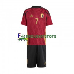 Belgien Trøje De Bruyne 7 Hjemmebane Euro 2024 Kort ærmer ,Børn Fodboldsæt