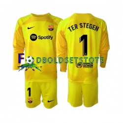 FC Barcelona Trøje Ter Stegen 1 Målmand 4. Valg 2022-2023 Lange ærmer ,Børn Fodboldsæt