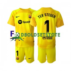 FC Barcelona Trøje Ter Stegen 1 Målmand 4. Valg 2022-2023 Kort ærmer ,Børn Fodboldsæt
