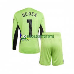 Manchester United Trøje DE GEA 1 Målmand Hjemmebane 2023-2024 Lange ærmer ,Børn Fodboldsæt