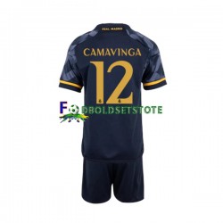 Real Madrid Trøje EDUARDO CAMAVINGA 12 Udebane 2023-2024 Kort ærmer ,Børn Fodboldsæt