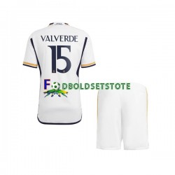 Real Madrid Trøje Federico Valverde 15 Hjemmebane 2023-2024 Kort ærmer ,Børn Fodboldsæt
