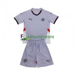 Island Trøje Udebane 2024 Kort ærmer ,Børn Fodboldsæt