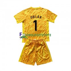 Slovenien Trøje Jan Oblak 1 Målmand Hjemmebane Euro 2024 Kort ærmer ,Børn Fodboldsæt