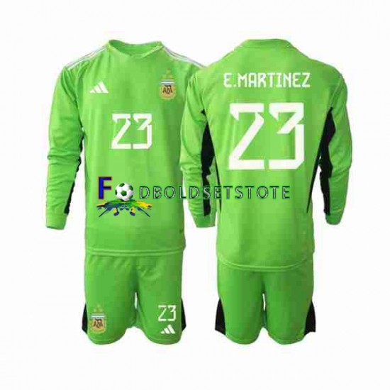 Argentina Trøje Emiliano Martinez 23 Målmand Hjemmebane World Cup 2022 Lange ærmer ,Børn Fodboldsæt