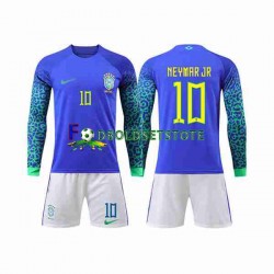 Brasilien Trøje Neymar Jr 10 Udebane World Cup 2022 Lange ærmer ,Børn Fodboldsæt