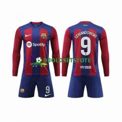 FC Barcelona Trøje LEWANDOWSKI 9 Hjemmebane 2023-2024 Lange ærmer ,Børn Fodboldsæt