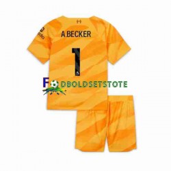 Liverpool Trøje A Becker 1 Målmand 3. Valg 2023-2024 Kort ærmer ,Børn Fodboldsæt