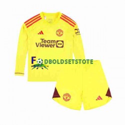 Manchester United Trøje Målmand Hjemmebane 2023-2024 Lange ærmer ,Børn Fodboldsæt