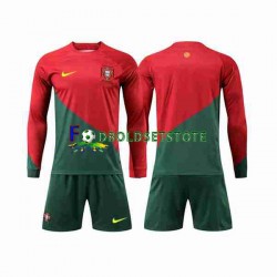 Portugal Trøje Hjemmebane World Cup 2022 Lange ærmer ,Børn Fodboldsæt