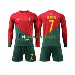 Portugal Trøje Ronaldo 7 Hjemmebane World Cup 2022 Lange ærmer ,Børn Fodboldsæt