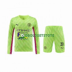 Manchester City Trøje Ederson Moraes 31 Målmand 3. Valg 2023-2024 Lange ærmer ,Børn Fodboldsæt