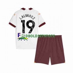 Manchester City Trøje Julian Alvarez 19 Udebane 2023-2024 Kort ærmer ,Børn Fodboldsæt