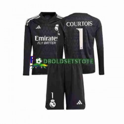Real Madrid Trøje Thibaut Courtois 1 Målmand Udebane 2023-2024 Lange ærmer ,Børn Fodboldsæt