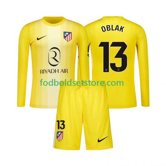 Atlético Madrid Trøje Jan Oblak 13 Målmand Hjemmebane 2025-2026 Lange ærmer ,Børn Fodboldsæt