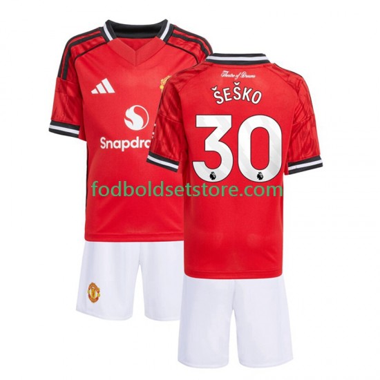 Manchester United Trøje Benjamin Sesko 30 Hjemmebane 2025-2026 Kort ærmer ,Børn Fodboldsæt