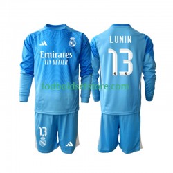 Real Madrid Trøje Andriy Lunin 13 Målmand Hjemmebane 2025-2026 Lange ærmer ,Børn Fodboldsæt