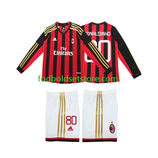 AC Milan Trøje RONALDINHO 80 2013 2014 Retro Hjemmebane Lange ærmer ,Børn Fodboldsæt AC Milan Trøje RONALDINHO 80 2013 2014 Retro Hjemmebane Lange ærmer ,Børn Fodboldsæt