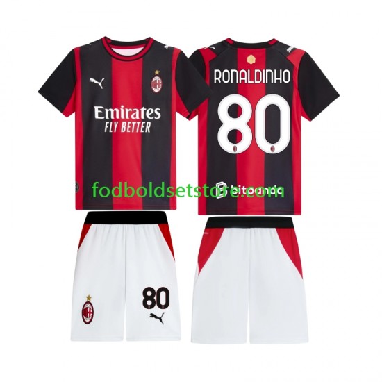 AC Milan Trøje Ronaldinho 80 Hjemmebane 2026-2027 Kort ærmer ,Børn Fodboldsæt