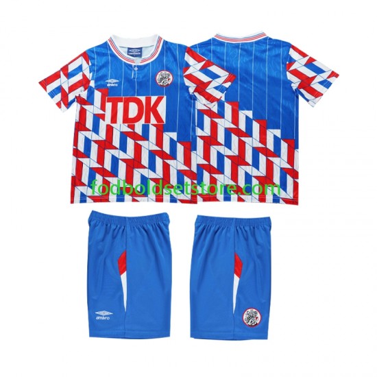AFC Ajax Trøje 1989 1990 Retro Udebane Lange ærmer ,Børn Fodboldsæt