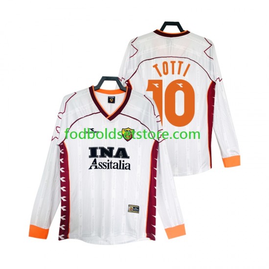 AS Roma Trøje Totti 10 2000 Retro Udebane 1999 Lange ærmer ,Mænd