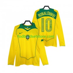 Brasilien Trøje RONALDINHO 10 Retro Hjemmebane 2004 Lange ærmer ,Mænd Brasilien Trøje RONALDINHO 10 Retro Hjemmebane 2004 Lange ærmer ,Mænd