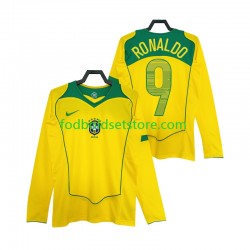 Brasilien Trøje RONALDO 9 Retro Hjemmebane 2004 Lange ærmer ,Mænd Brasilien Trøje RONALDO 9 Retro Hjemmebane 2004 Lange ærmer ,Mænd